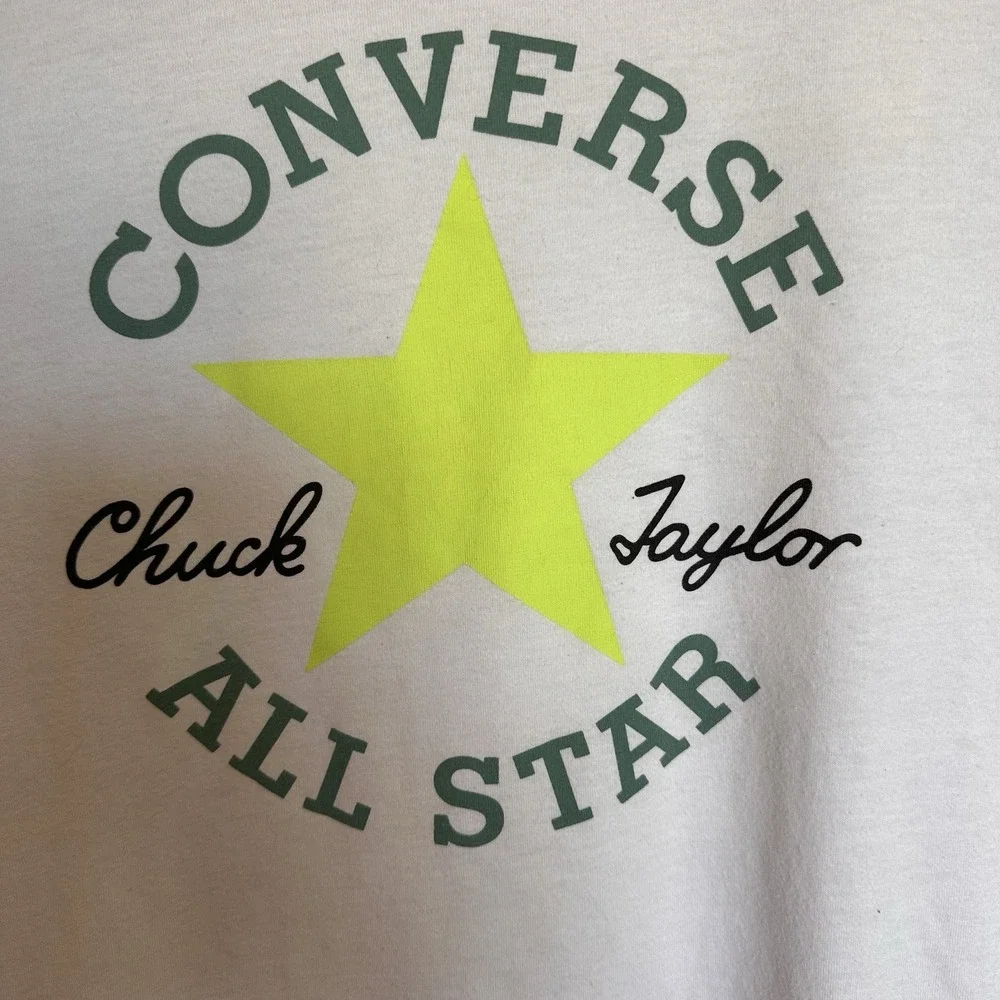 Converse All Star Youth Boys  XL Chuck Taylor T- Shirt  White & Neon Spellout